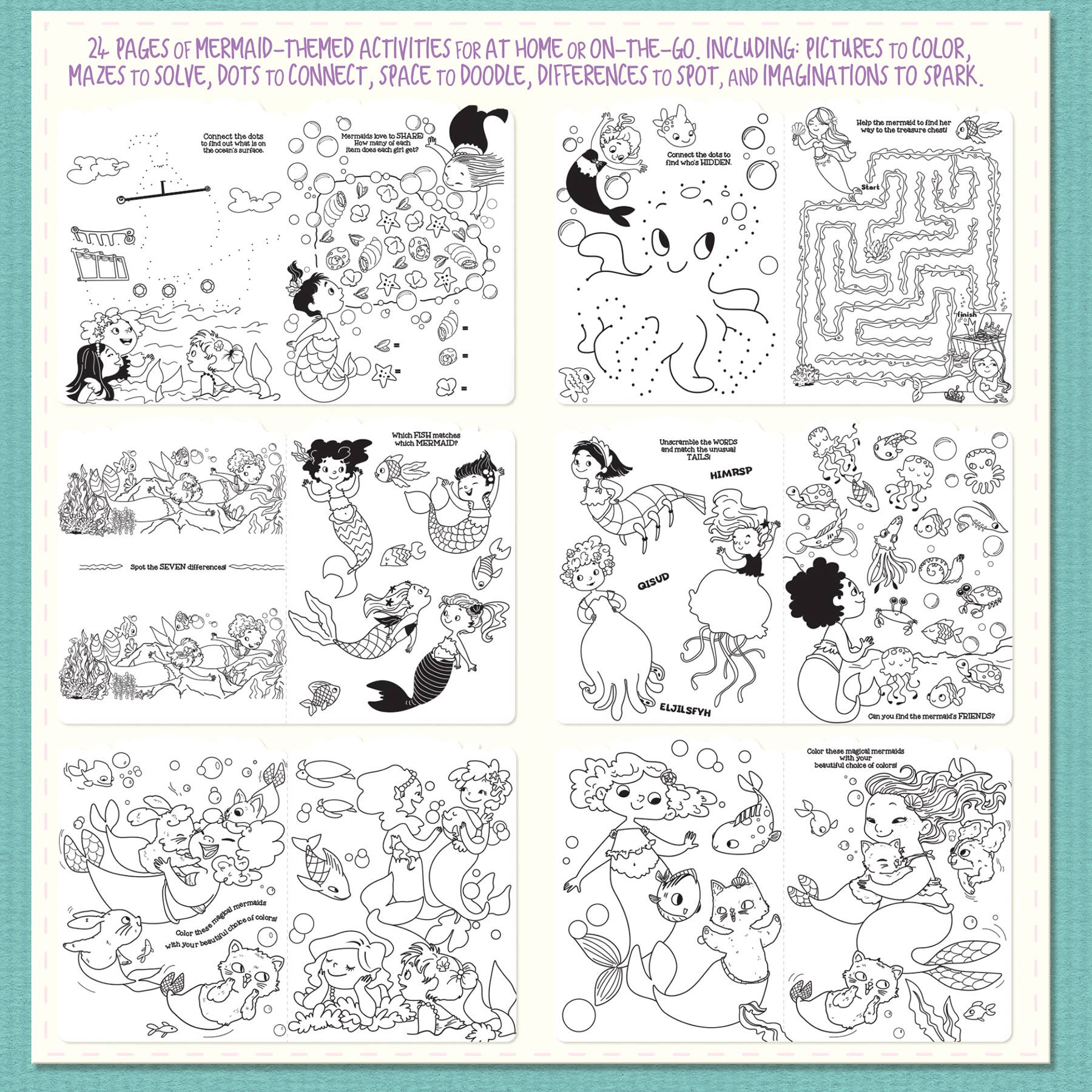 Mermaids Stocking Stuffer Coloring Gift Pack for Kids