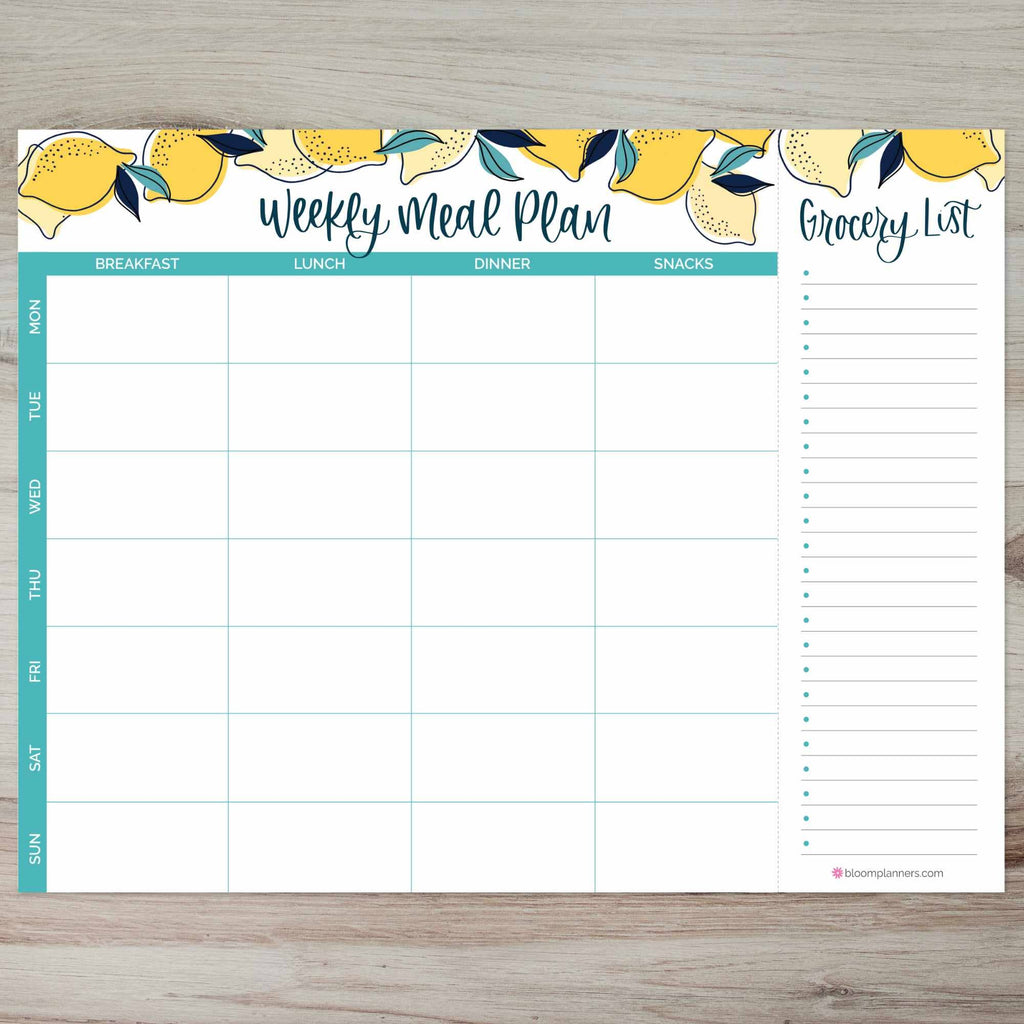 Horizontal Meal Planning Pad, 8.5x11 in
