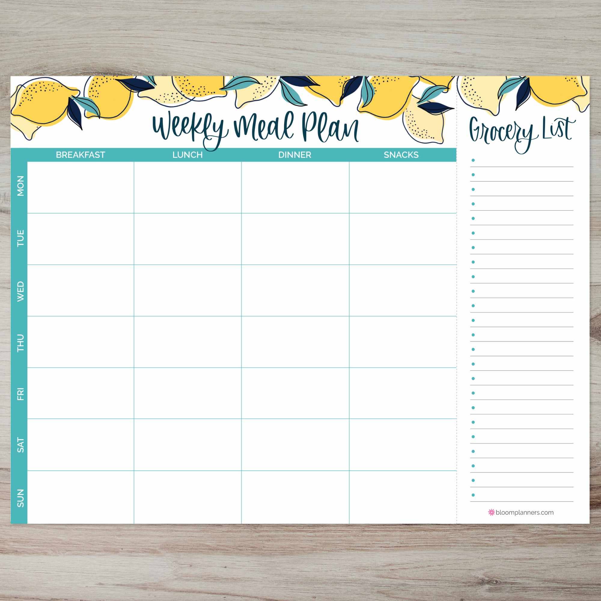 Horizontal Meal Planning Pad, 8.5x11 in