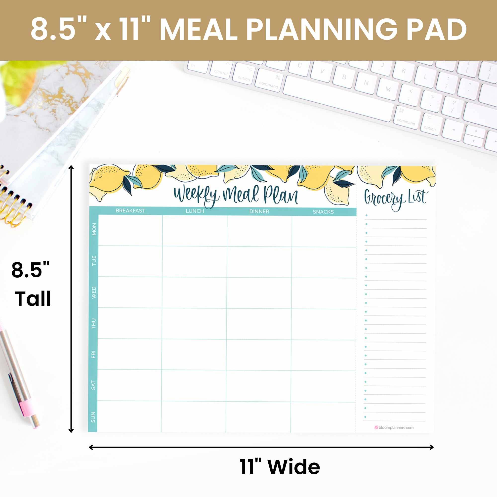 Horizontal Meal Planning Pad, 8.5x11 in