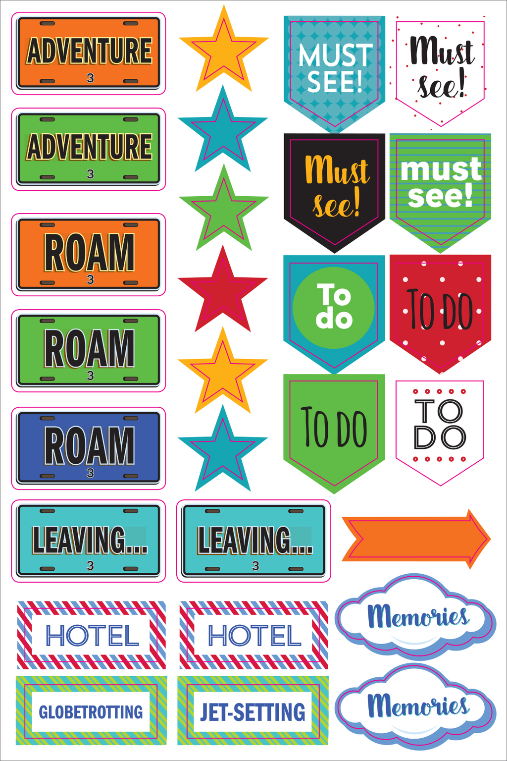 Essentials Travel Planner Stickers