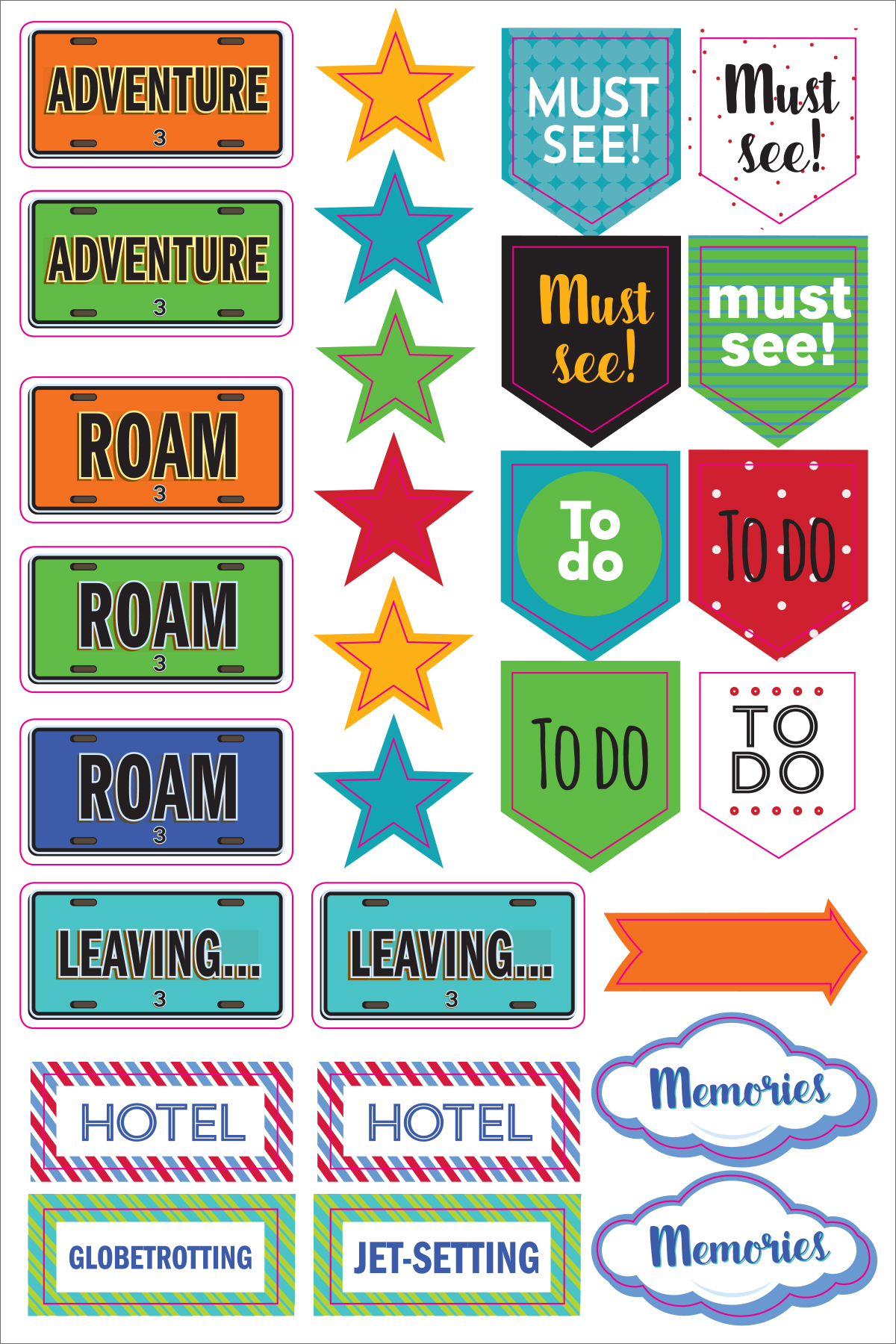 Essentials Travel Planner Stickers