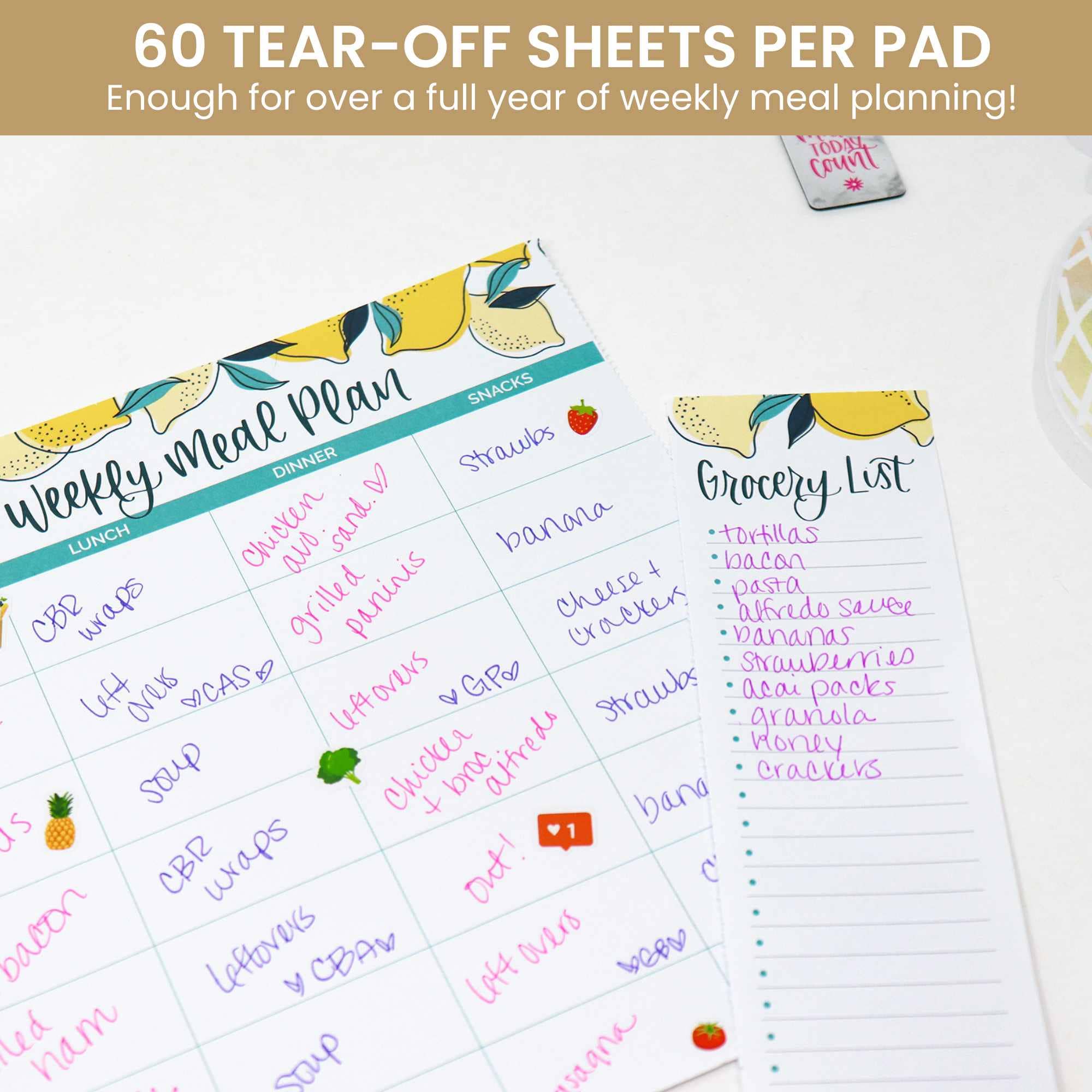 Horizontal Meal Planning Pad, 8.5x11 in